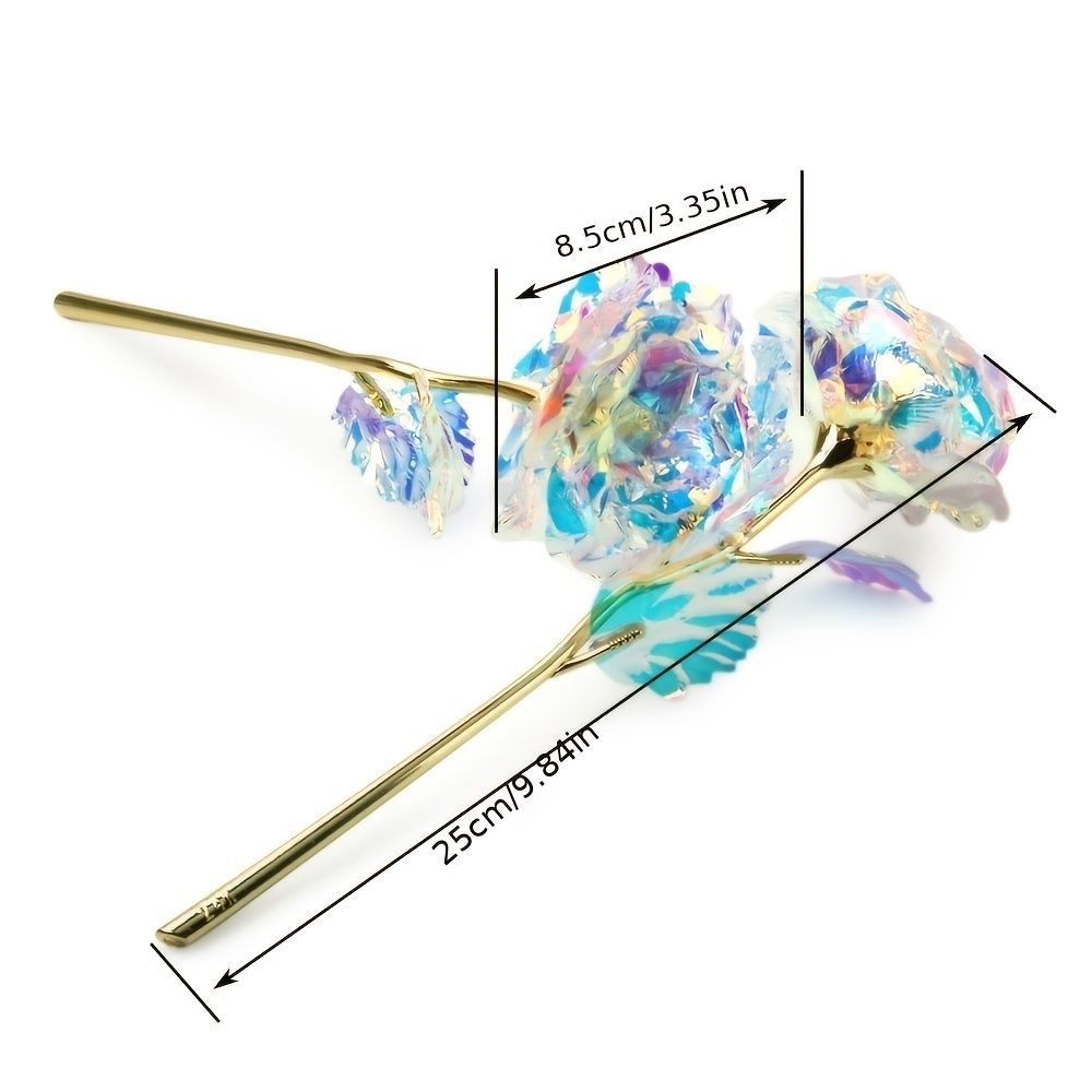 Department Store - 2Pcs Realistic 24K Golden Foil Rose Gold Rose Gold Foil Holiday Golden Plated Rose Mother's Day Professor's Day Easter Valentine's Day Birthday Gift Length 25cm/10in. Flower Diameter 8 Cm/3 Inches