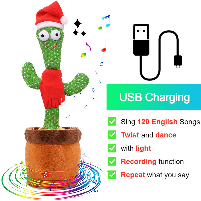 Department Store - Bluetooth Dancing Cactus Repeat Talking Toy 60/120 Songs Electronic Plush Toys Singing Recording Doll Early Education for Kids