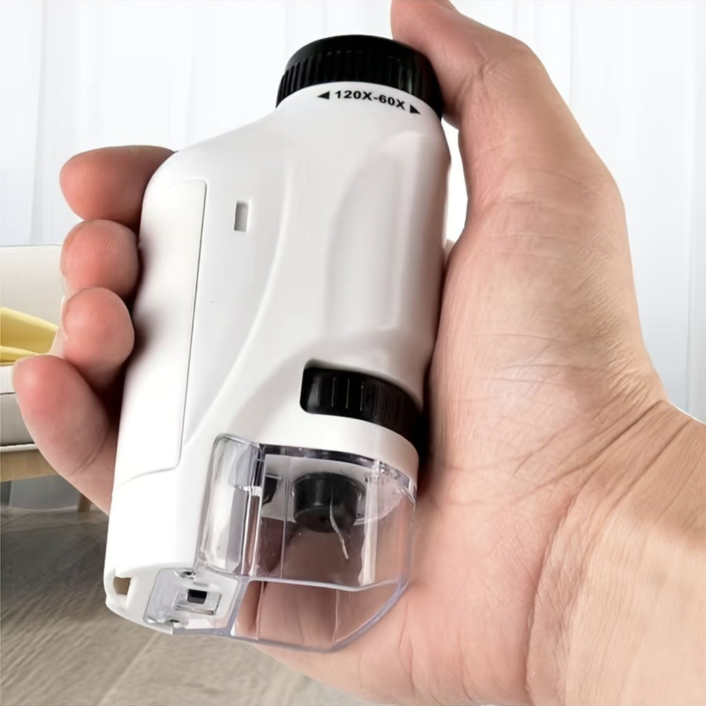 popmarket - Pocket Microscope For Kids, Portable Handheld Mini Microscope Toy, Kids Microscope With LED Light 60X-120X Explore The Wonders Of Nature With This Portable Microscope Toy