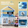 Qaba Wooden Mud Kitchen for Kids Outdoor with Sink, Faucet, Water Tank, Storage Shelves, Accessories for Boys and Girls, Blue