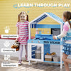 Qaba Wooden Mud Kitchen for Kids Outdoor with Sink, Faucet, Water Tank, Storage Shelves, Accessories for Boys and Girls, Blue