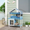 Qaba Wooden Mud Kitchen for Kids Outdoor with Sink, Faucet, Water Tank, Storage Shelves, Accessories for Boys and Girls, Blue