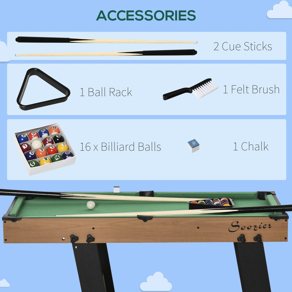 Soozier 38'' Foldable Billiards Tabletop Game, Complete Pool Table Set for Family Fun, Includes Balls, Cues, Chalk, Brush, for Game Room