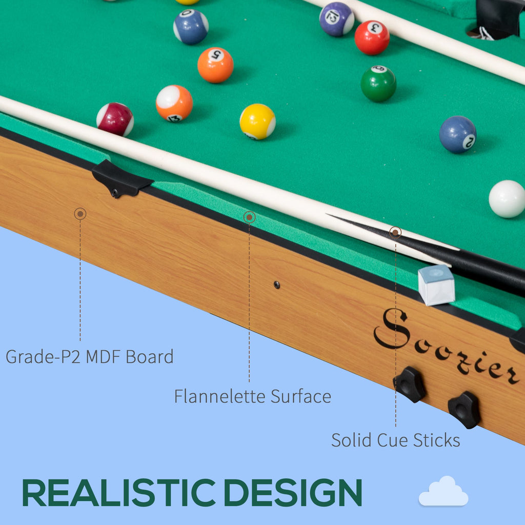 Soozier 38'' Foldable Billiards Tabletop Game, Complete Pool Table Set for Family Fun, Includes Balls, Cues, Chalk, Brush, for Game Room