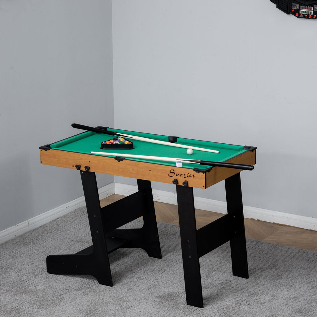 Soozier 38'' Foldable Billiards Tabletop Game, Complete Pool Table Set for Family Fun, Includes Balls, Cues, Chalk, Brush, for Game Room