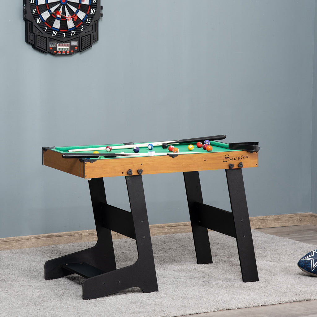 Soozier 38'' Foldable Billiards Tabletop Game, Complete Pool Table Set for Family Fun, Includes Balls, Cues, Chalk, Brush, for Game Room