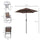 Outsunny Patio Bar Set for 2 with 6 Adjustable Tilt Umbrella Brown Outdoor Bistro Set Folding Chairs