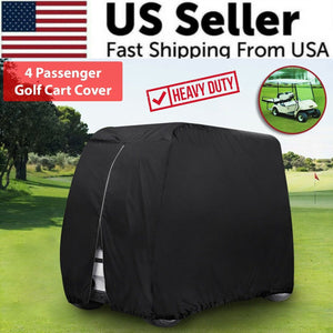 The Perfect Part - Waterproof Golf Cart Cover Zipper 4 Passenger EZ GO Club Car Yamaha Elastic Hem