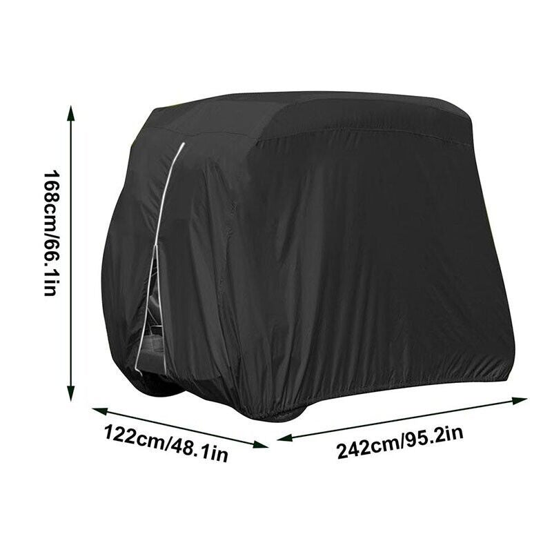 The Perfect Part - Waterproof Golf Cart Cover Zipper 4 Passenger EZ GO Club Car Yamaha Elastic Hem
