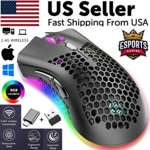 The Perfect Part - Wireless Mouse Gaming Rechargeable Optical Mouse Cordless 7 Color LED Backlit PC