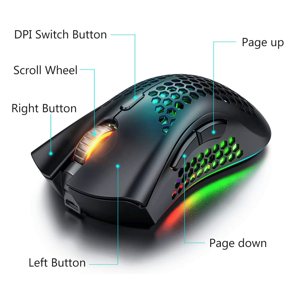 The Perfect Part - Wireless Mouse Gaming Rechargeable Optical Mouse Cordless 7 Color LED Backlit PC