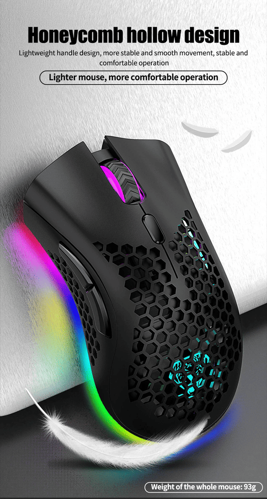 The Perfect Part - Wireless Mouse Gaming Rechargeable Optical Mouse Cordless 7 Color LED Backlit PC