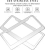 The Perfect Part - 2PCS Chrome Stainless Steel Metal License Plate Frame Tag Cover With Screw Caps