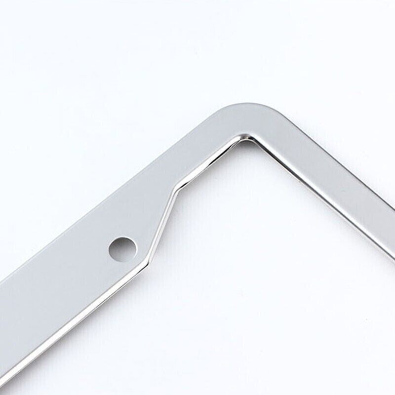 The Perfect Part - 2PCS Chrome Stainless Steel Metal License Plate Frame Tag Cover With Screw Caps