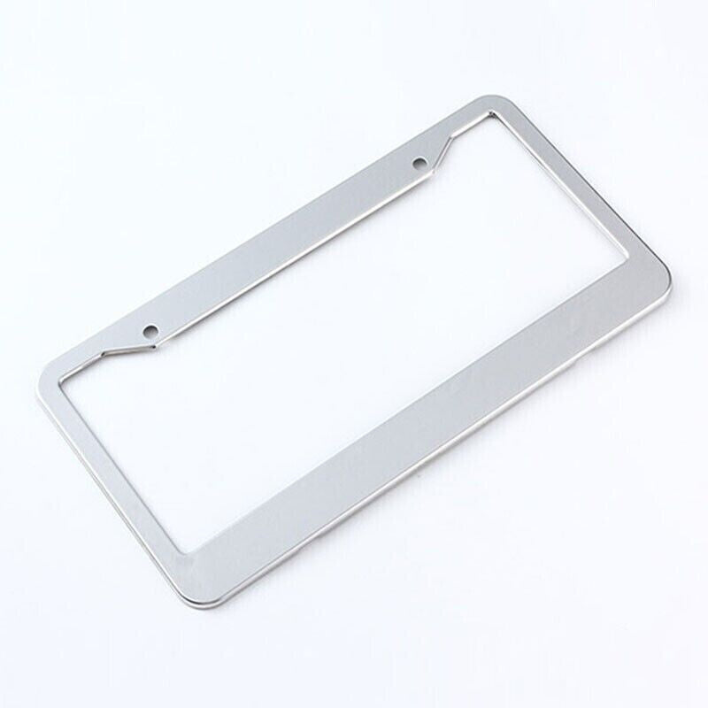 The Perfect Part - 2PCS Chrome Stainless Steel Metal License Plate Frame Tag Cover With Screw Caps