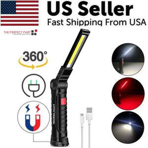 The Perfect Part - Rechargeable LED COB Work Light Mechanic Flashlight Lamp Magnetic Base Bright