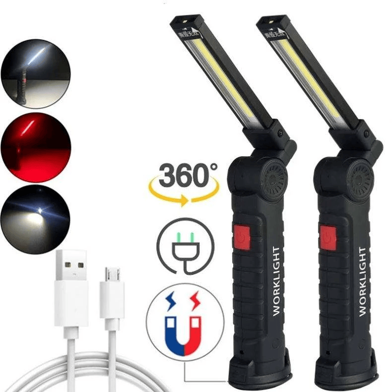 The Perfect Part - Rechargeable LED COB Work Light Mechanic Flashlight Lamp Magnetic Base Bright