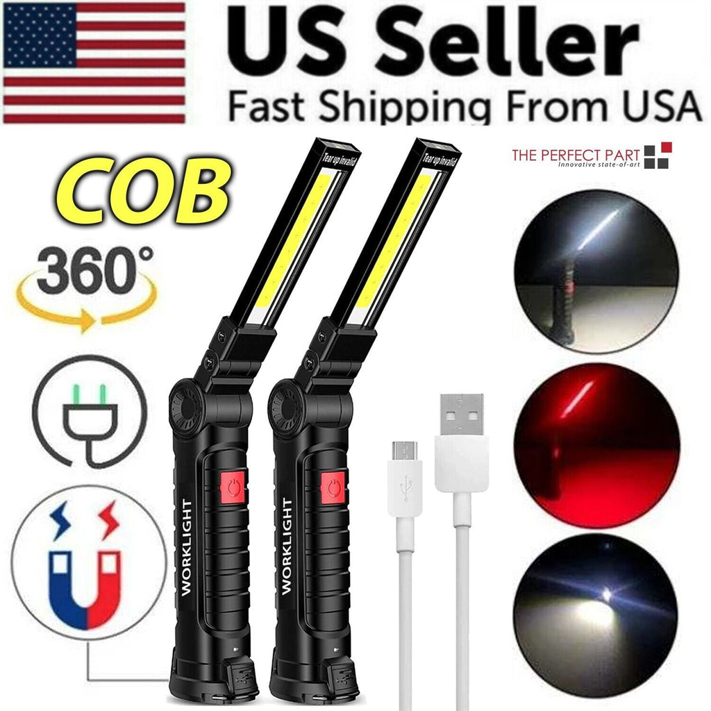 The Perfect Part - Rechargeable LED COB Work Light Mechanic Flashlight Lamp Magnetic Base Bright