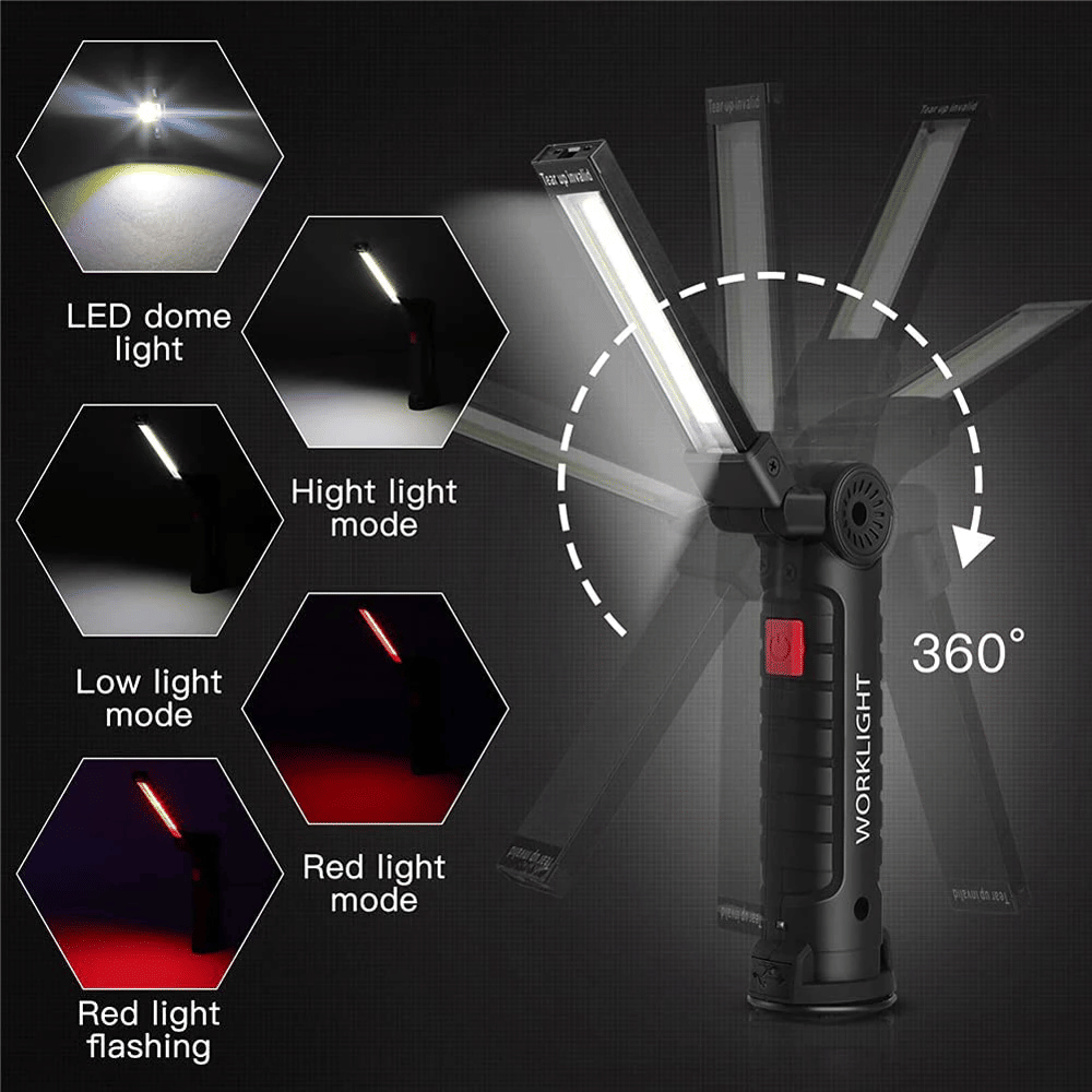 The Perfect Part - Rechargeable LED COB Work Light Mechanic Flashlight Lamp Magnetic Base Bright