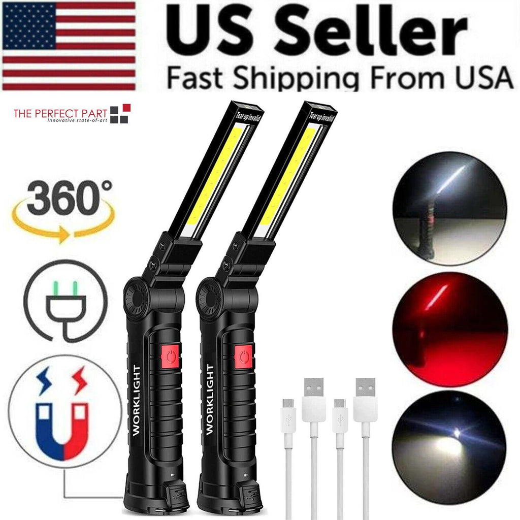 The Perfect Part - Rechargeable LED COB Work Light Mechanic Flashlight Lamp Magnetic Base Bright