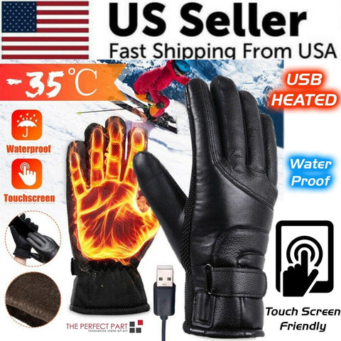 The Perfect Part - Electric USB Heated Gloves Winter Warming Thermal Ski Snow Hand Warm Windproof