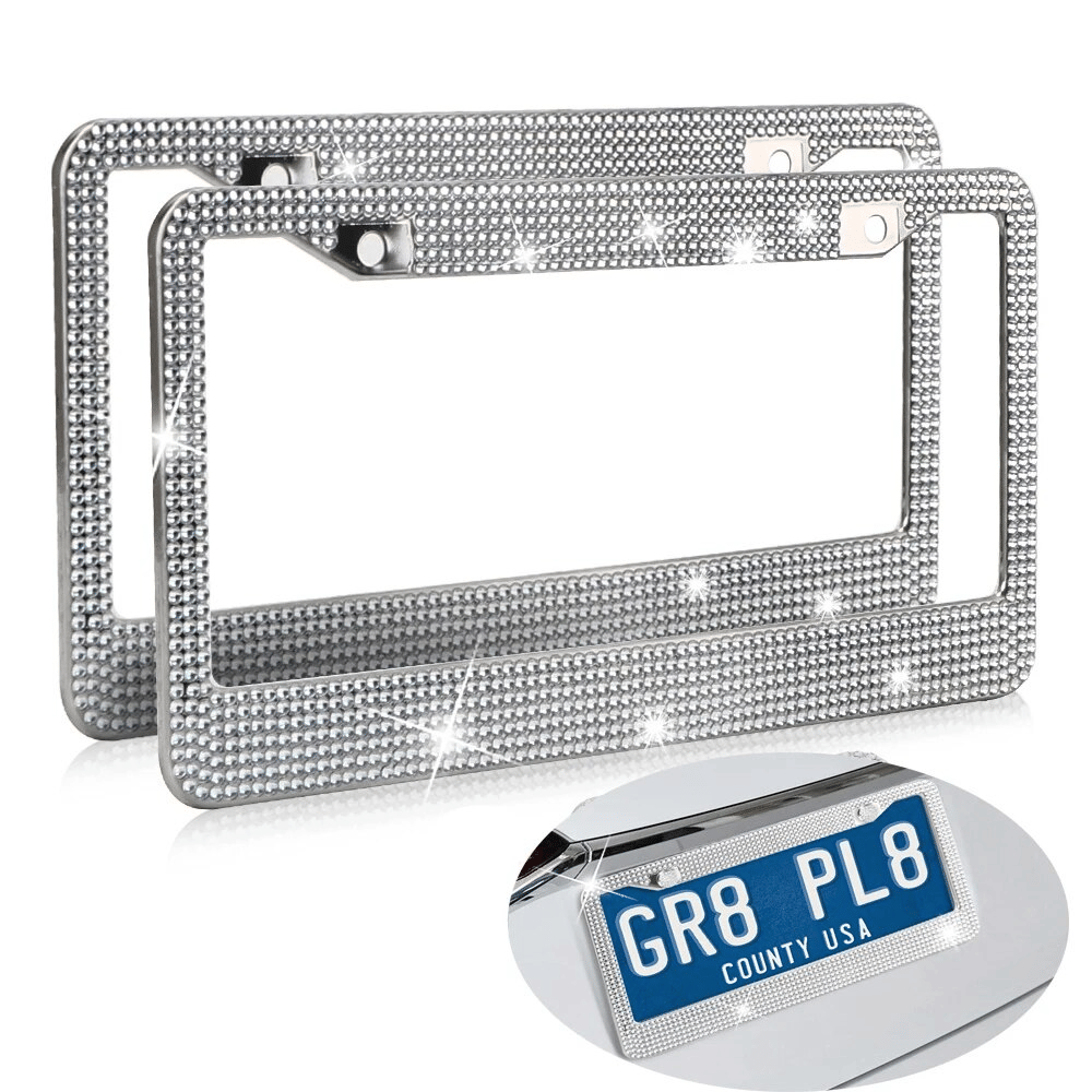 The Perfect Part - 2PCS Bling License Plate Frame Glitter Crystal Sparkling Rhinestone Diamond Caps