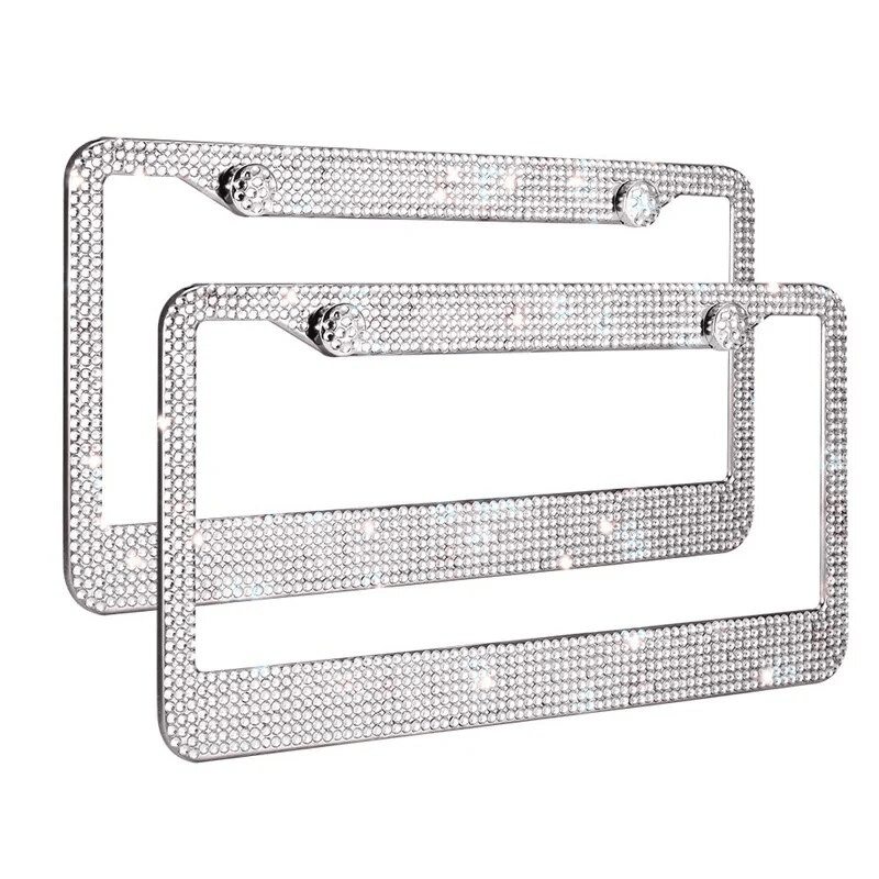 The Perfect Part - 2PCS Bling License Plate Frame Glitter Crystal Sparkling Rhinestone Diamond Caps
