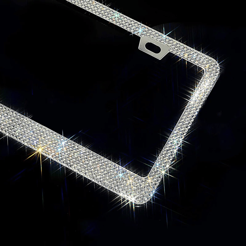 The Perfect Part - 2PCS Bling License Plate Frame Glitter Crystal Sparkling Rhinestone Diamond Caps