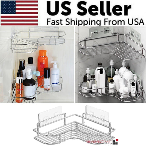 The Perfect Part - Shower Caddy Shelf Bathroom Corner Bath Storage Holder Organizer Triangular Rack