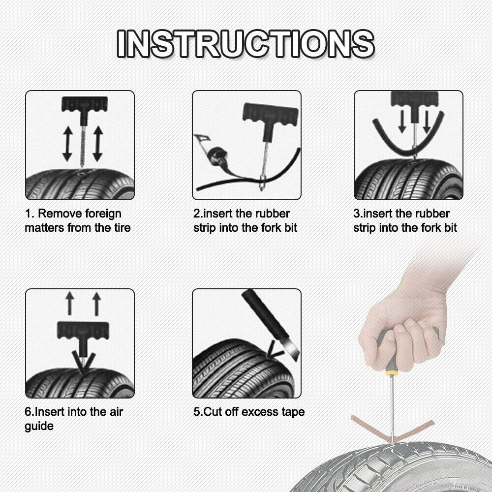 The Perfect Part - 68pc Tire Repair Kit DIY Flat Tire Repair Car Truck Motorcycle Home Plug Patch