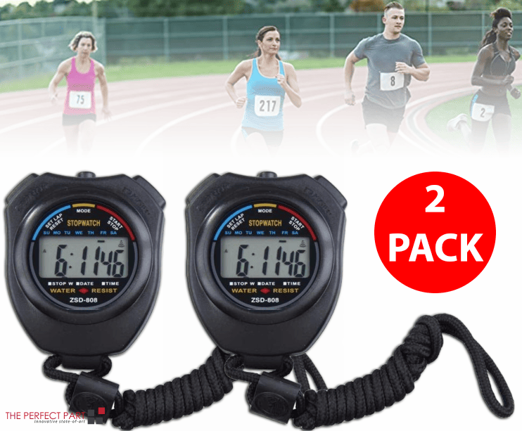 The Perfect Part - 2PCS SET Digital Stopwatch Sports Counter Chronograph Date Timer Odometer Watch