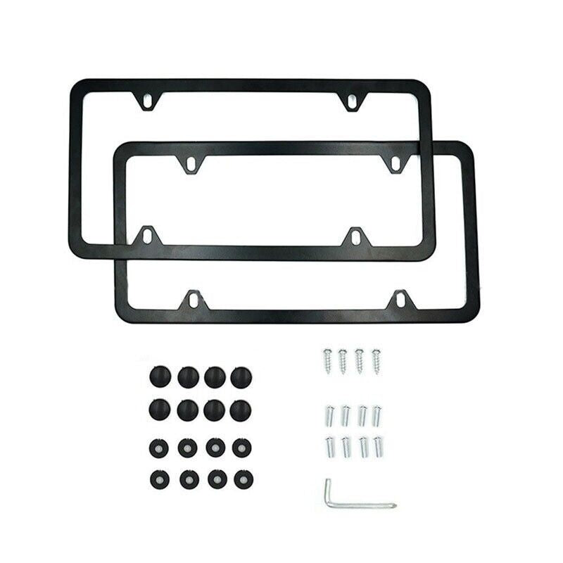 The Perfect Part - 2x High Quality Stainless Steel Metal License Plate Frame Tag Cover Black New US