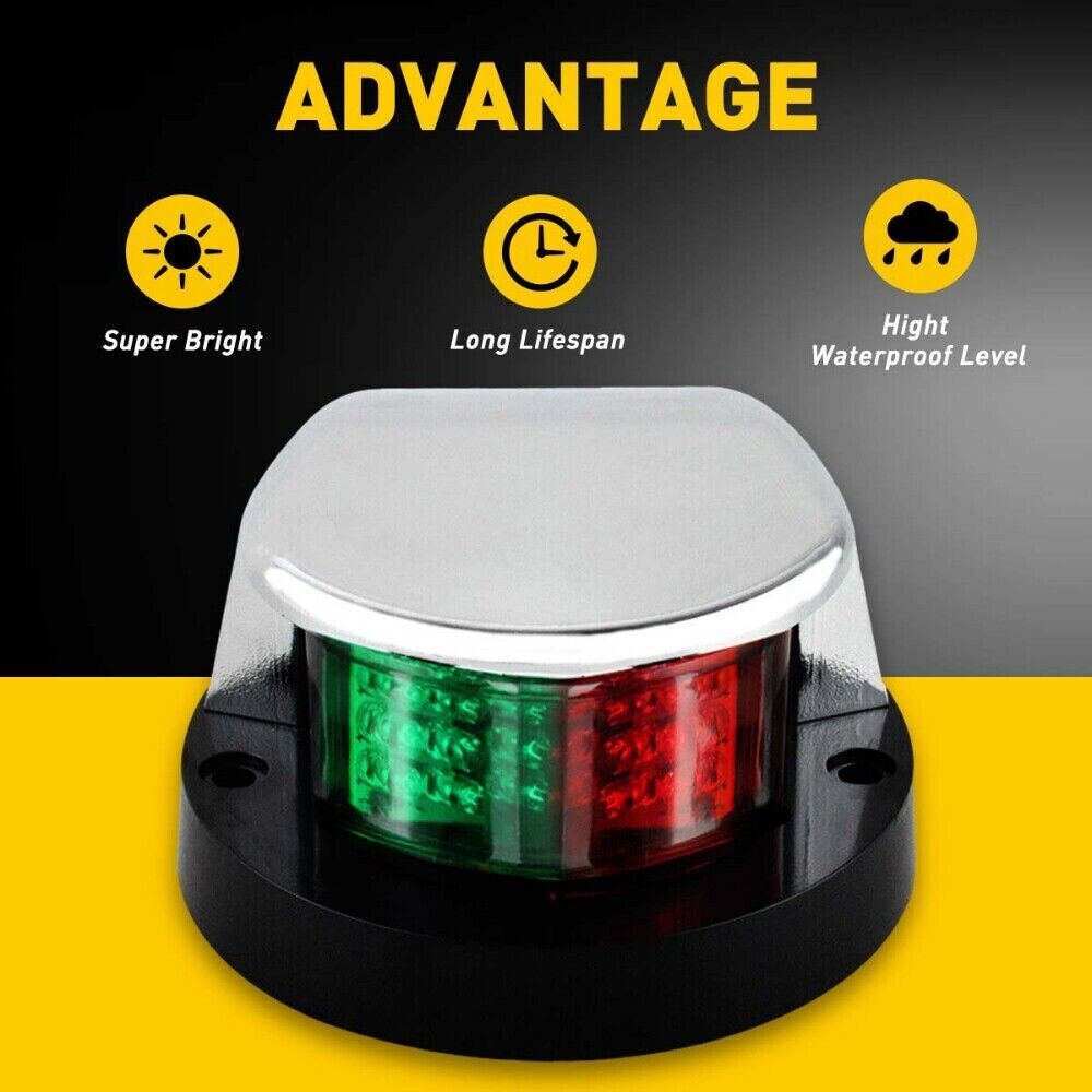 The Perfect Part - Waterproof Boat Navigation Light LED Bow Marine Front Pontoon Lamp Red Green 12V