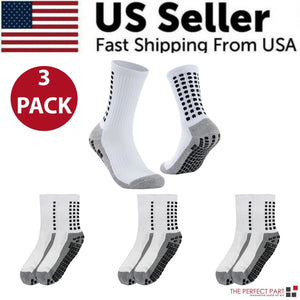 The Perfect Part - 3 Pair Sport Socks Anti Slip W/ Grip Soccer Men Football Basketball Sock Premium