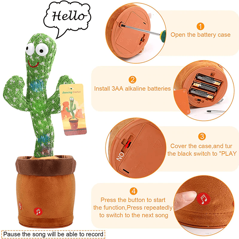The Perfect Part - Dancing Cactus Plush Toy Doll Electronic Recording Shake With Song Funny Gift US