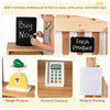 inQ Boutique - 2-in-1 Kids Outdoor Mud Kitchen & Farmers Market Stand, Carbonized Fir Wood Pretend Grocery Store with 25 Pcs Play Food Accessories Double Chalkboards Planter Box