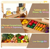 inQ Boutique - 2-in-1 Kids Outdoor Mud Kitchen & Farmers Market Stand, Carbonized Fir Wood Pretend Grocery Store with 25 Pcs Play Food Accessories Double Chalkboards Planter Box