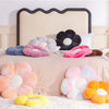 Bright Living - Black Flower Pillow, Cute Decorative Flower Shaped Throw Pillow with Faux Rabbit Fur, 14.9'' Soft Daisy Plush Floor Cushion Aesthetic Room Decor for Bed Sofa Couch