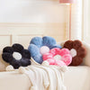 Bright Living - Black Flower Pillow, Cute Decorative Flower Shaped Throw Pillow with Faux Rabbit Fur, 17.7'' Soft Daisy Plush Floor Cushion Aesthetic Room Decor for Bed Sofa Couch