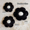 Bright Living - Black Flower Pillow, Cute Decorative Flower Shaped Throw Pillow with Faux Rabbit Fur, 17.7'' Soft Daisy Plush Floor Cushion Aesthetic Room Decor for Bed Sofa Couch