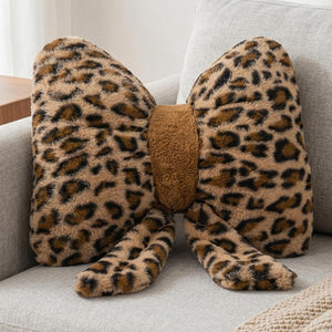 Bright Living - Bow Pillow Decorative Pillows Aesthetic Home Decor Soft Seat Cushions Cute Throw Pillow for Couch Bow Room Decor Leopard Print 12 * 9inch