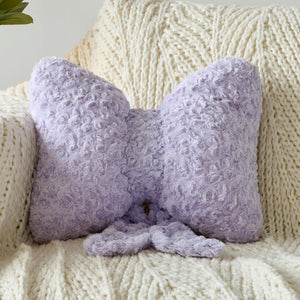 Bright Living - Bow Pillow, Decorative Bow Pillows with Soft Plush for Couch Bed, Bow Shaped Throw Pillow Room Decor for Bedroom, Bow Decorative Pillow for Living Room (Lavender Purple, Small-12 Inches)