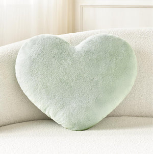 Bright Living - Heart Pillow Cute Fuzzy Pillows Throw Pillows for Bed Livingroom Home Decor Cushion Decorative Aesthetic Preppy Pillows Green,Small 13''x10''