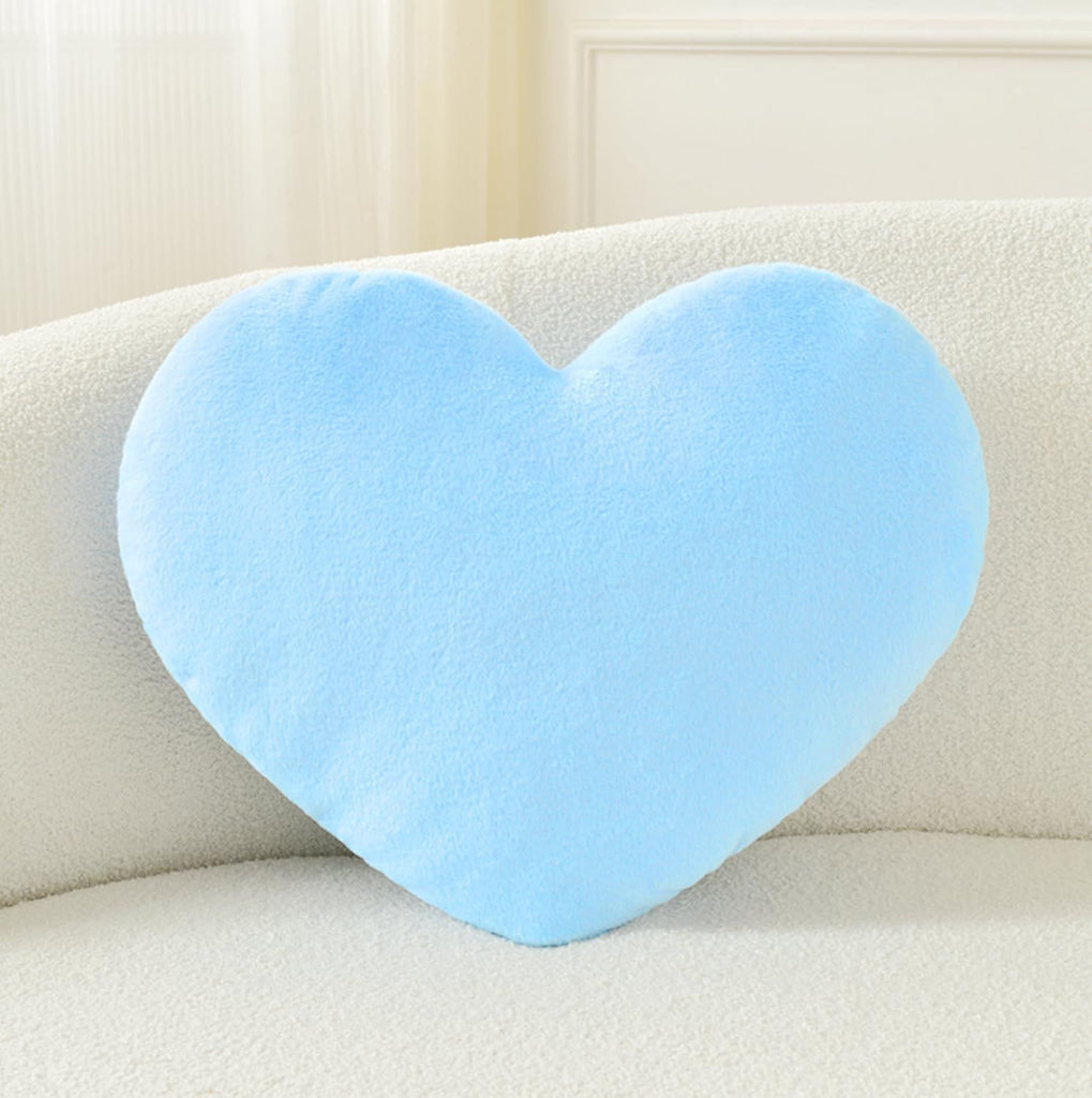 Bright Living - Heart Pillow Cute Fuzzy Pillows Throw Pillows for Bed Livingroom Home Decor Cushion Decorative Aesthetic Preppy Pillows Blue,Large 19''x15''