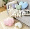 Bright Living - Heart Pillow Cute Fuzzy Pillows Throw Pillows for Bed Livingroom Home Decor Cushion Decorative Aesthetic Preppy Pillows Blue,Large 19''x15''
