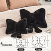 Bright Living - Black Bow Pillow, Soft Bow Decorative Pillows with Faux Rabbit Fur, Cute 12'' Bow Throw Pillows, Aesthetic Home Decor Bow Shaped Plush Pillow for Bedroom Sofa Couch