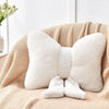 Bright Living - Ivory Bow Pillow,12'' Bow Decorative Pillows with Faux Rabbit Fur,Soft Bow Throw Pillows Aesthetic Bow Shaped Pillow for Bed Sofa Couch Home Decor
