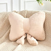 Bright Living - Beige Bow Pillow, Soft Bow Decorative Pillows with Faux Rabbit Fur, Cute 16'' Bow Throw Pillows, Aesthetic Home Decor Bow Shaped Plush Pillow for Bedroom Sofa Couch