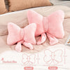 Bright Living - Pink Bow Pillow, Soft Bow Decorative Pillows with Faux Rabbit Fur, Cute 12'' Bow Throw Pillows, Aesthetic Home Decor Bow Shaped Plush Pillow for Bedroom Sofa Couch