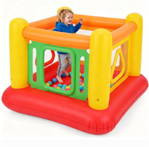 inQ Boutique - 3-in-1 Inflatable Bounce House, Thick PVC Kids Jumping Castle with Visible Wall, Indoor Outdoor Blow Up Play House Gift for Children Age 3+